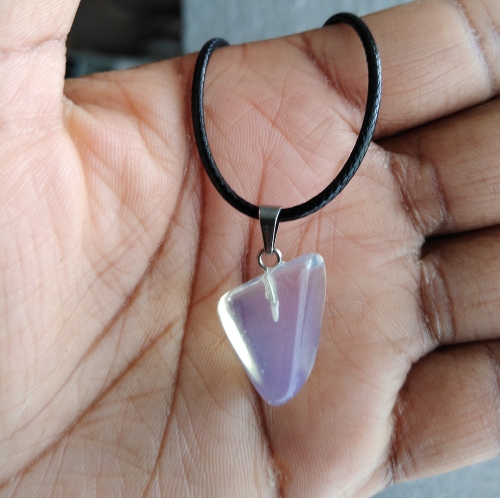 Milky Quartz(Opal) Crystal Natural Stone Necklace - Picture 2 of 5